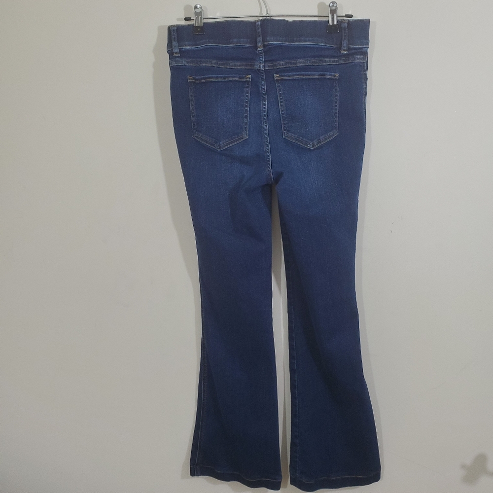 SPANX Flare Jeans Pull On Midnight Blue Boho Hippie Size Medium Casual - Picture 3 of 8